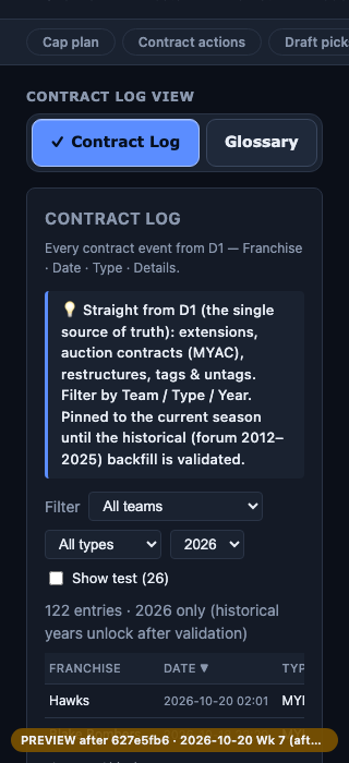Contract log view (320 px)